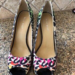 Nine West Peep Toe Canvas Pumps